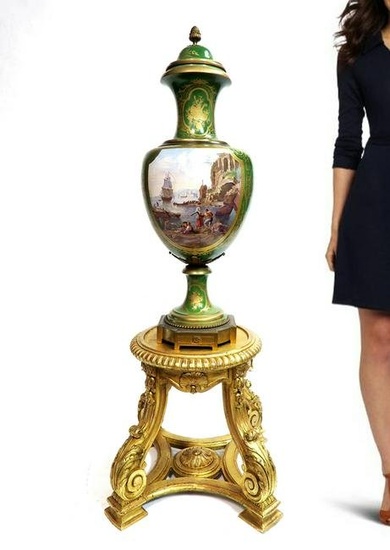 19th C. Monumental Hand Painted Sevres Vase