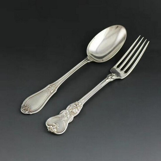 19th Century French Sterling Silver Fork and Spoon