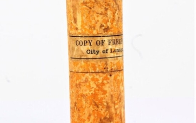 19th century treen cased 'Copy of Freedom', relating to George Langridge, dated 30th April 1836