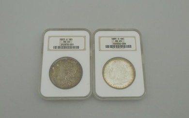 (2) Morgan Silver Dollars, NGC MS-65.
