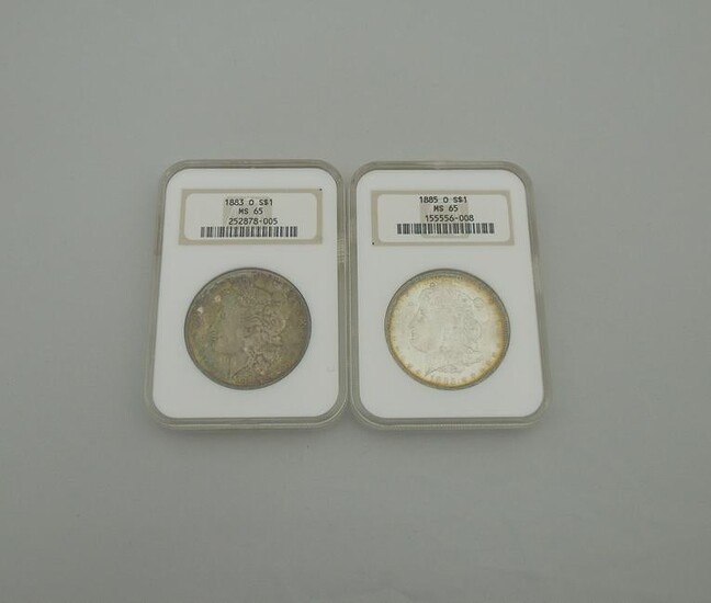 (2) Morgan Silver Dollars, NGC MS-65.