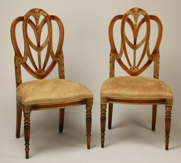 (2) Parcel gilt carved mahogany chairs