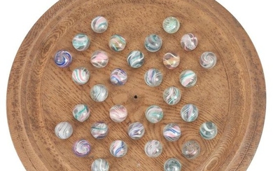 Solitaire Board of Marbles with Original German Swirls.