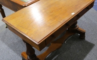 A Victorian mahogany library table, late 19th century,...