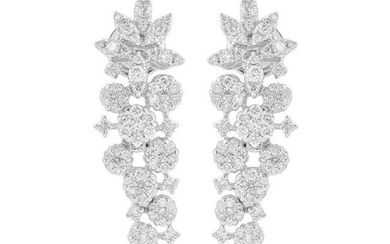 2.20 TCW Si/Hi Pave Diamond Earrings 18k White Gold