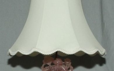CHINESE HAND CARVED ROSE QUARTZ URN MOUNTED AS LAMP CIRCA 1900 13