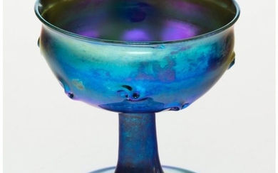 23003: A Tiffany Studios Favrile Glass Wine Goblet, cir