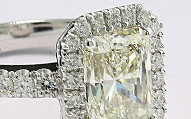2,5 Karäter Diamant GIA-Zertifikat Lupenrein (IF) Radiantschliff exzellente Güte +Diamanten Unikat - 18 kt. White gold - Ring - 2.53 ct Diamonds - Diamonds