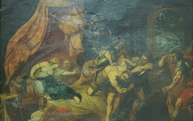"The arrest of Sansone" painting (1) - oil on copper, Wood - First half 19th century