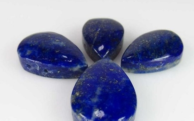 27.69 Ct Genuine 4 Drilled Blue Lapis Lazuli Pear Set
