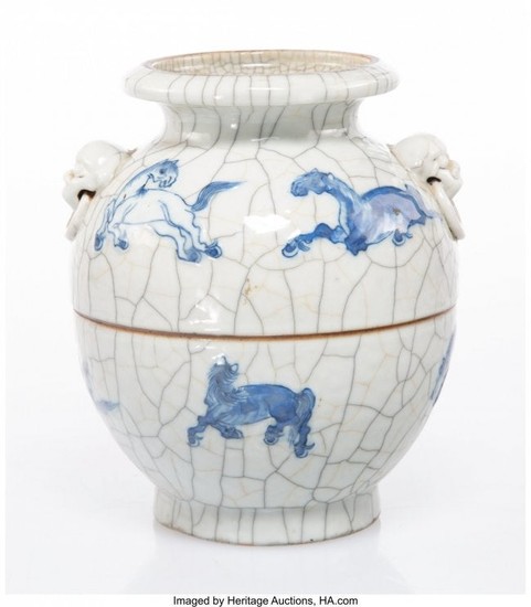 28003: A Chinese Guan-Type Blue and White Porcelain Vas
