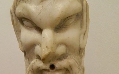 fountain mask, grotesque head - Baroque style - Marble - circa 1800