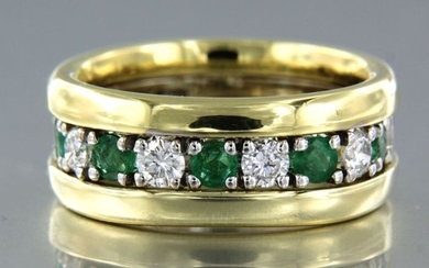 14 kt. White gold, Yellow gold - Ring - 0.40 ct Emerald - Diamond