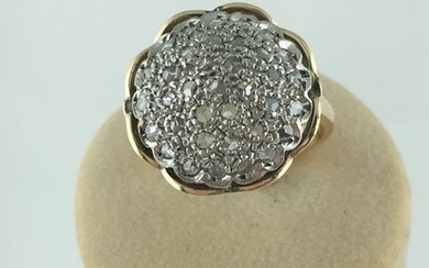 14 kt. Silver, Yellow gold - Ring crown diamonds and roses