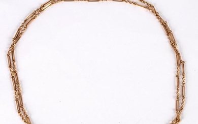 A 15ct gold fetter and three type chain, approximately
