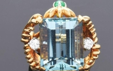18K Tiffany & Co. Schlumberger Aquamarine & Diamond