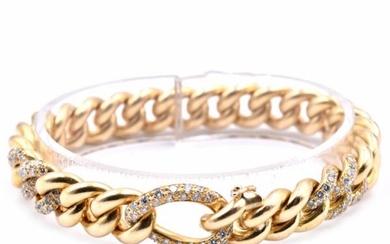 18k Yellow Gold Diamond Cuban Link Bracelet