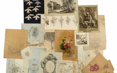 3 Archives de PIERRE - JAQUES DAUMAS. Ensemble des 21 dessins à l encre brun,...