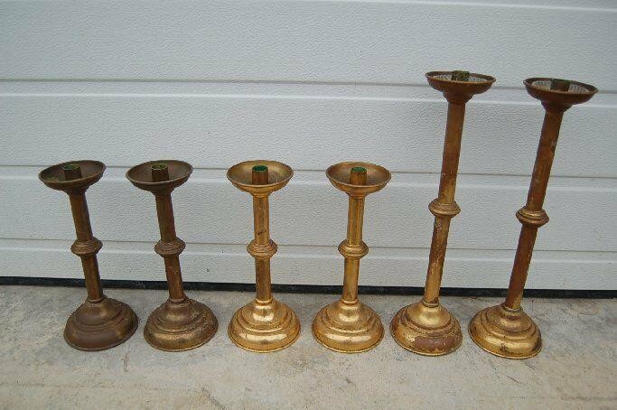 3 Pair of matching Altar Candlesticks (all 6 pieces