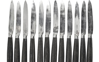 3-Twelve silver blade knives marked BISCOP in Lille,...