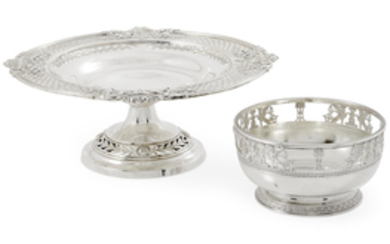 An American sterling silver footed and reticulated compote