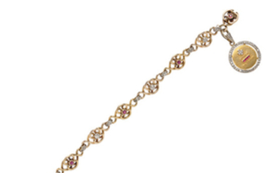 Antique 18kt Gold Gem-set Bracelet
