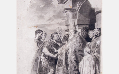 Anton Widliczka (Widlicka), (19th Century) - After Peter Paul Rubens' 'Saint Ambrose Refusing Emperor Theodosius I Admittance into the Church' ca. 18