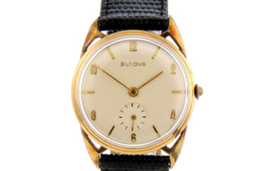 BULOVA - a gentleman's gold plated wrist watch with two Bulova watches.
