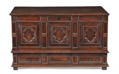 A Charles II oak, walnut and snakewood chest