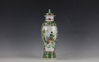 A Chinese Doubled Window Figure Storied Porcelain Vase