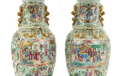 Pair of Chinese Export Famille Rose Vases With Stands