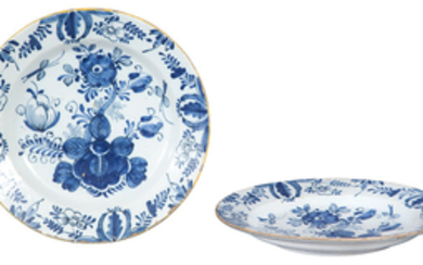Pair of Dutch Delft Blue and White Chargers