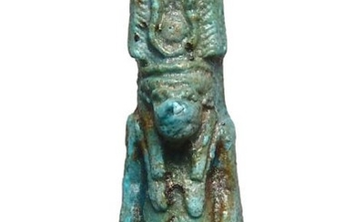Egyptian blue-glazed faience amulet of Taweret