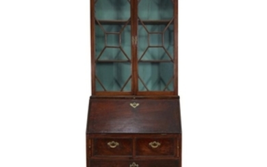 A George III mahogany secretary bookcase late 18th century...