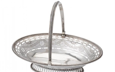 A George III silver oval small basket by William Plummer