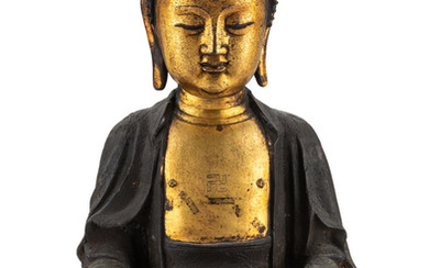 A GILT BRONZE FIGURE OF BUDDHA SHAKYAMUNI, MING DYNASTY, 16TH-17TH CENTURY