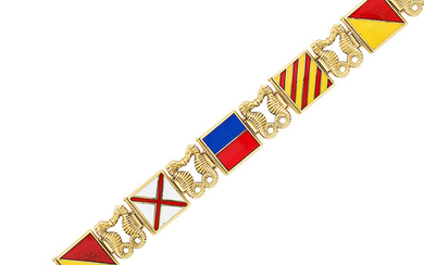 Gold and Enamel Signal Flag Bracelet