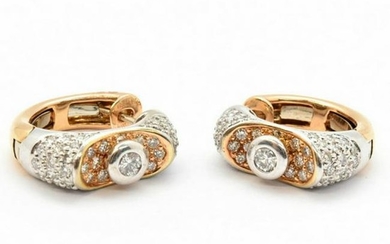 Lavin 18k White & Rose Gold Diamond Huggie Earrings