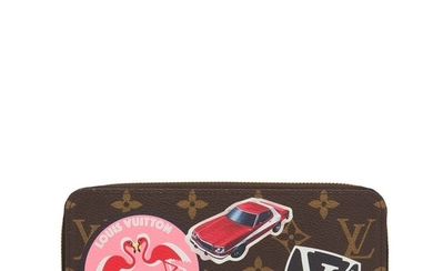 Louis Vuitton Monogram "World Tour" Zippy Wallet of Coated Canvas and Polished Brass Hardware