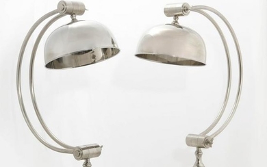 A pair of Modern chromed metal adjustable lamps