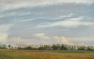 P. C. Skovgaard: Landscape with trees, Læsø. Signed with monogram and dated Læsø 24. Mai 1849. Oil on paper laid on canvas. 30 x 40 cm.