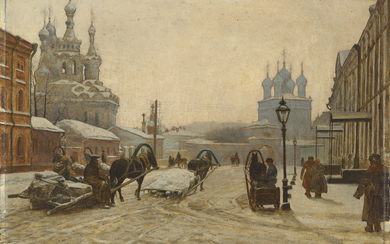 Paul Louis Bouchard (1853-1937), View of the Church of the Nativity of Theotokos at Putinki and Strasnoi Monastery, Moscow