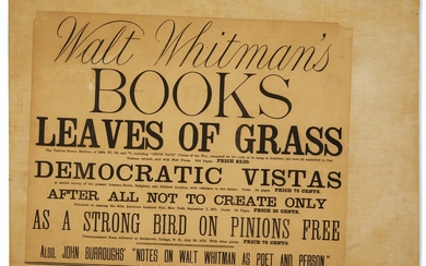 Rare broadside, WALT WHITMAN, 1872