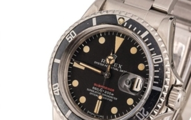 ROLEX | Submariner, Ref. 1680, A Stainless Steel Wristwatch with MK4 “Red Submariner” Dial and Bracelet, Circa 1972