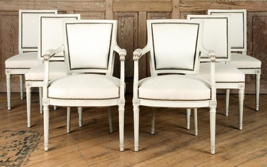 SET 6 FRENCH LOUIS XVI STYLE DINING CHAIRS C.1940