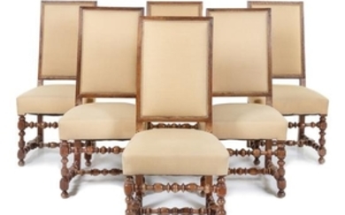 A Set of Six Louis XIII Style Walnut Dining Chairs