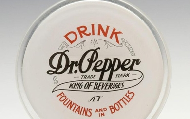 A VERY RARE PAINTED GLASS DR. PEPPER CHANGE TRAY