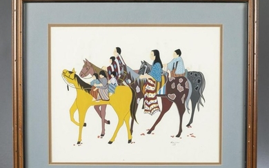Virginia Stroud, Horseback Riding, 1978, Gouache.