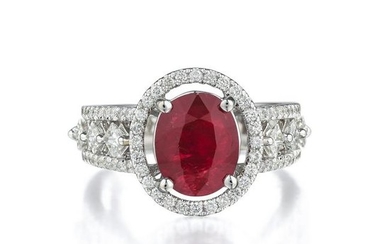A 3.04-Carat Unheated Ruby and Diamond Ring