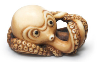 An ivory netsuke of an octopus